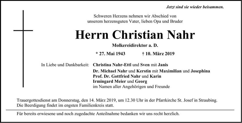 Traueranzeige Christian Nahr