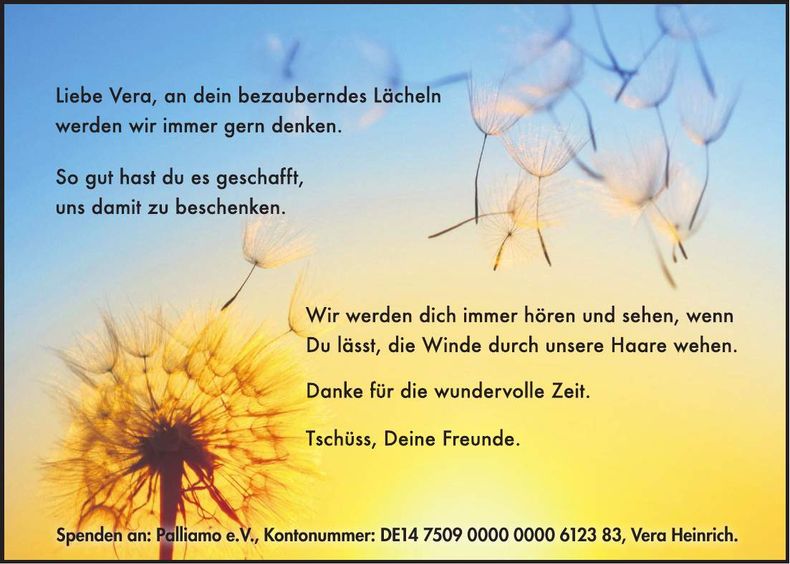 Traueranzeige Vera Heinrich