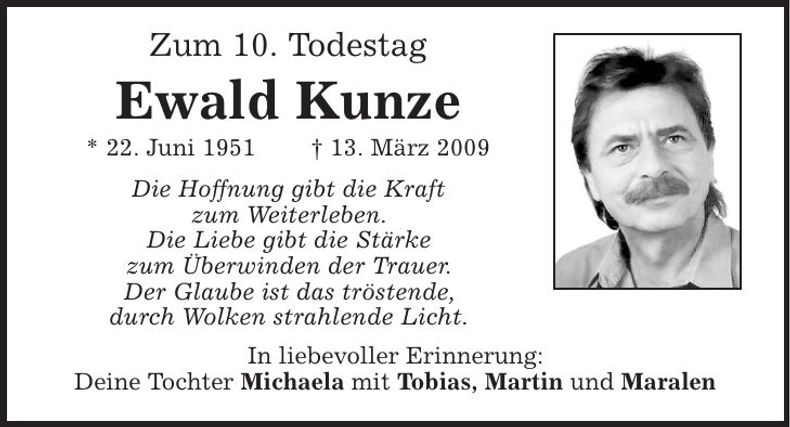 Traueranzeige Ewald Kunze