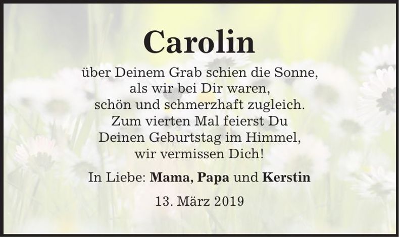 Traueranzeige Carolin Nachreiner