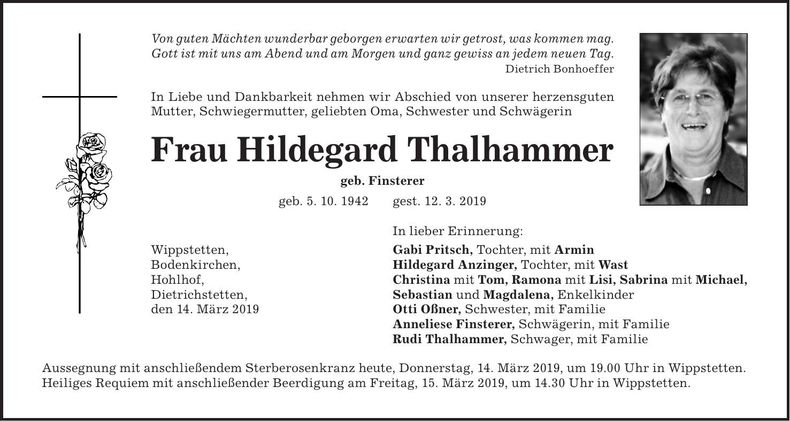 Traueranzeige Hildegard Thalhammer