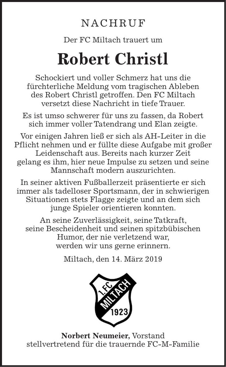 Traueranzeige Robert Christl
