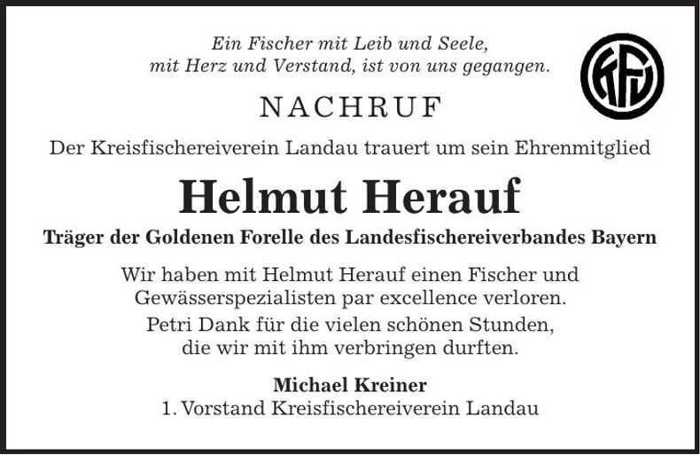 Traueranzeige Helmut Herauf