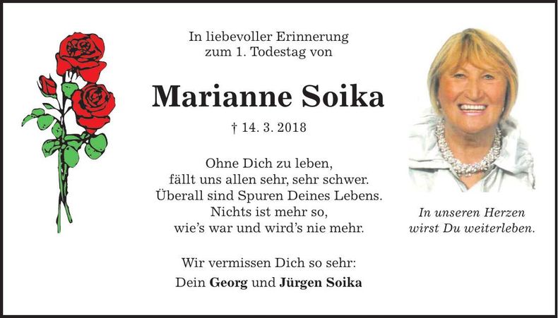 Traueranzeige Marianne Soika