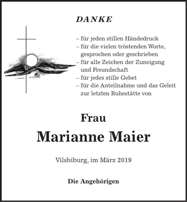 Traueranzeige Marianne Maier