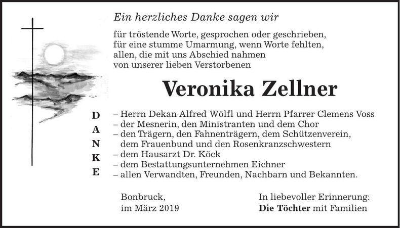Traueranzeige Veronika Zellner