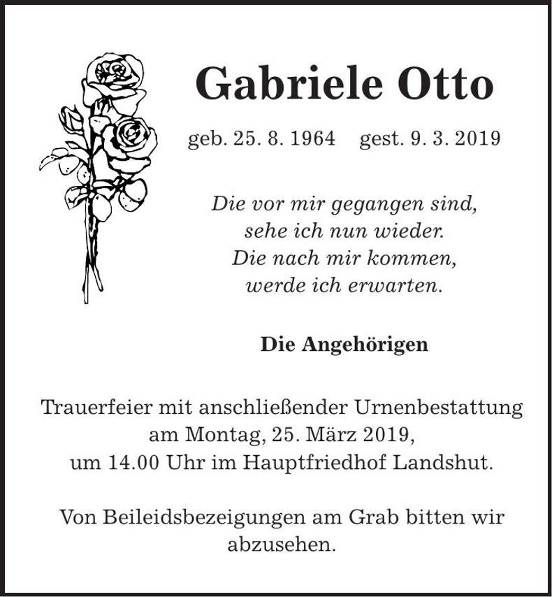 Traueranzeige Gabriele Otto