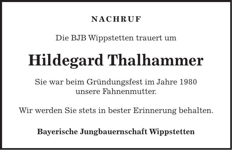 Traueranzeige Hildegard Thalhammer