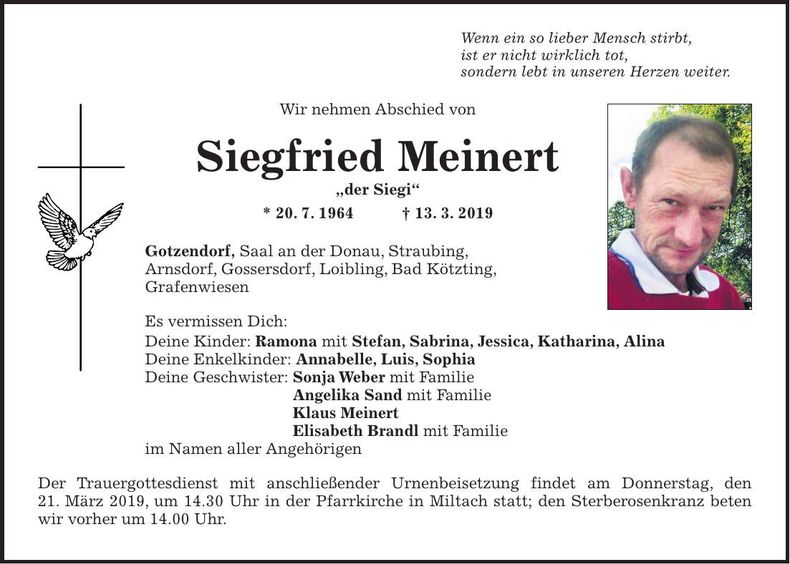 Traueranzeige Siegfried Meinert