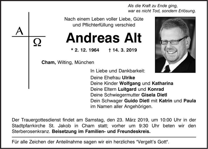 Traueranzeige Andreas Alt
