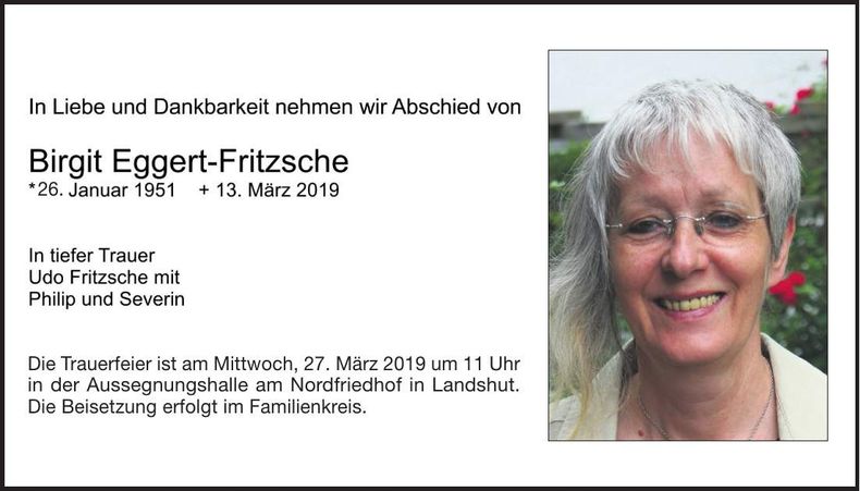 Traueranzeige Birgit Eggert-Fritzsche