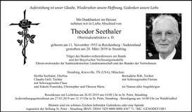 Traueranzeige Theodor Seethaler