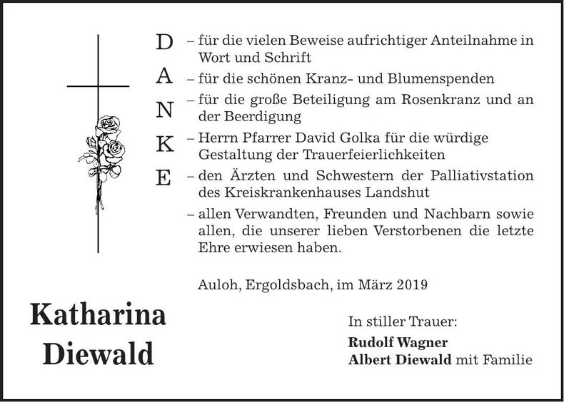 Traueranzeige Katharina Diewald