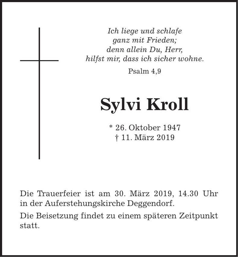 Traueranzeige Sylvi Kroll