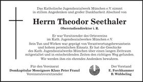 Traueranzeige Theodor Seethaler