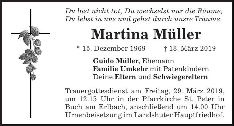 Traueranzeige Martina Müller