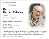 Traueranzeige Herbert Erlacher