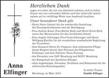 Traueranzeige Anna Elfinger
