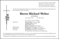 Traueranzeige Michael Weber