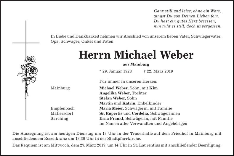 Traueranzeige Michael Weber