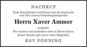 Traueranzeige Xaver Ammer