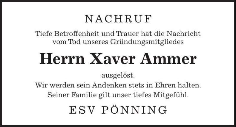 Traueranzeige Xaver Ammer