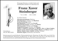 Traueranzeige Franz Xaver Steinberger