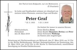 Traueranzeige Peter Graf