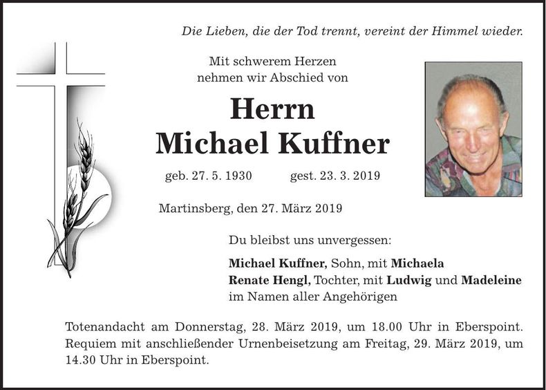 Traueranzeige Michael Kufner