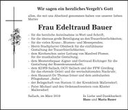 Traueranzeige Edeltraud Bauer