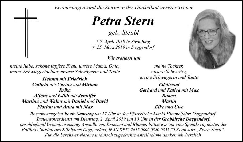 Traueranzeige Petra Stern
