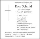 Traueranzeige Rosa Schmid