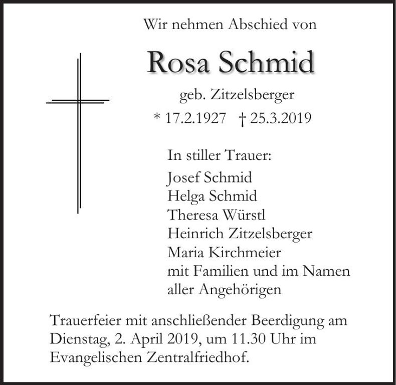Traueranzeige Rosa Schmid