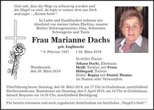 Traueranzeige Marianne Dachs