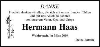 Traueranzeige Hermann Haas