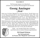 Traueranzeige Georg Anzinger