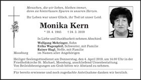 Traueranzeige Monika Kern