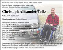 Traueranzeige Christoph Alexander Tolks