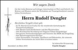 Traueranzeige Rudolf Dengler