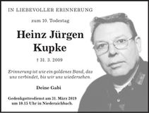 Traueranzeige Heinz Jürgen Kupke