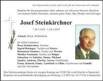 Traueranzeige Josef Steinkirchner