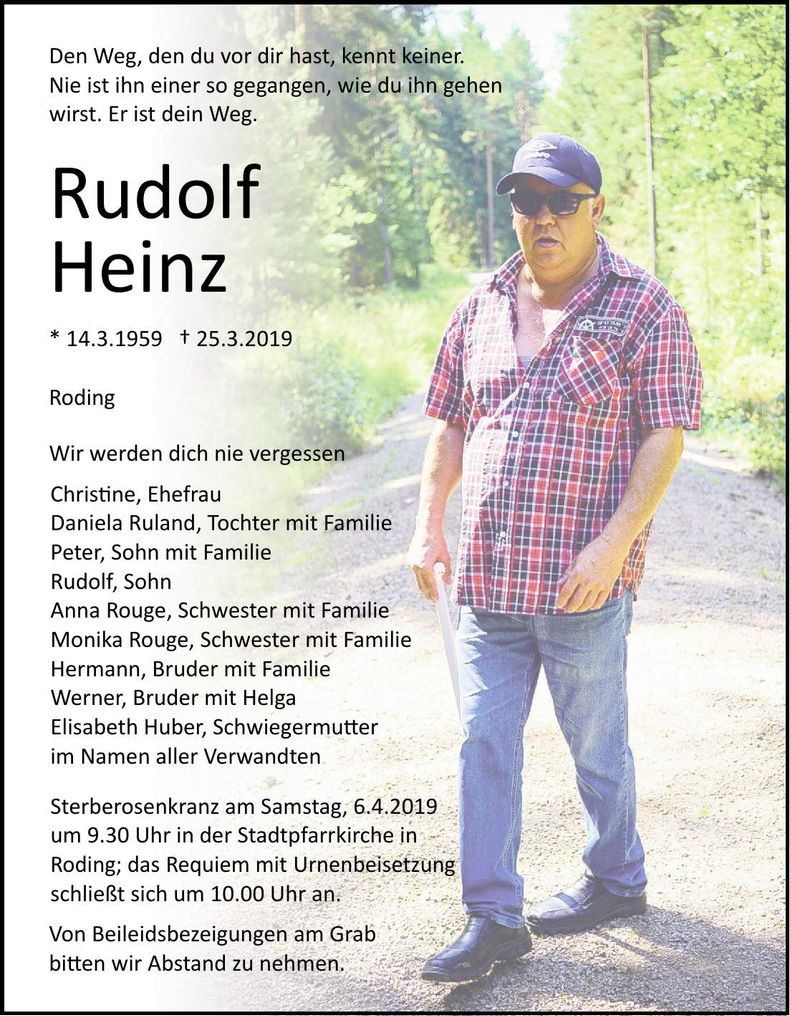 Traueranzeige Rudolf Heinz