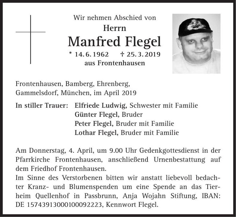 Traueranzeige Manfred Flegel
