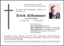 Traueranzeige Erich Althammer