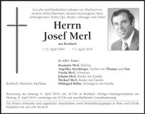 Traueranzeige Josef Merl
