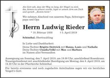 Traueranzeige Ludwig Rieder