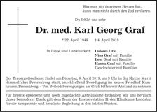 Traueranzeige Karl Georg Graf
