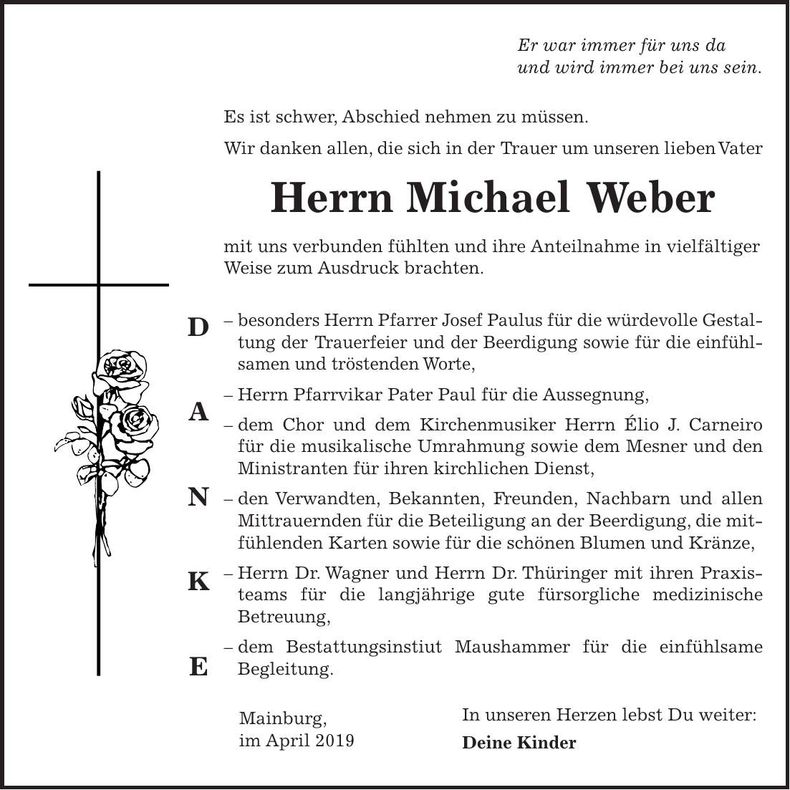 Traueranzeige Michael Weber