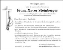 Traueranzeige Steigenberger Xaver