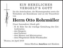 Traueranzeige Otto Rohrmüller